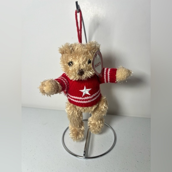 Gund Plush Stuffed Animal Made For Macy’s Teddy Bear Sweater Ornament Tags - Picture 1 of 12